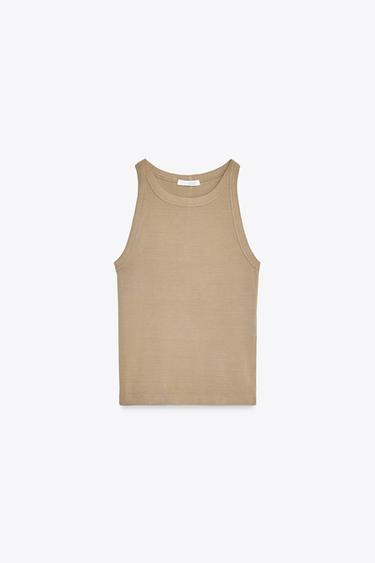 HALTERTOP MET VERWASSEN EFFECT - Zand van Zara