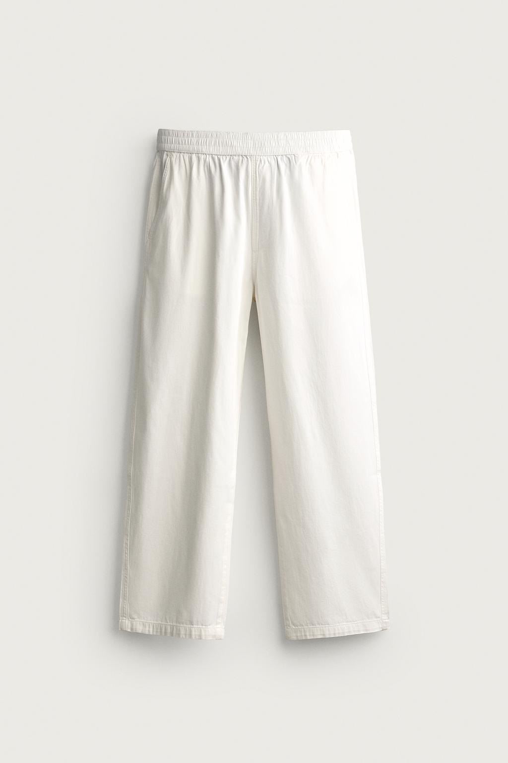 RELAXED FIT HERRINGBONE TROUSERS