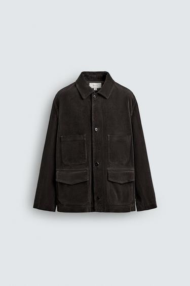 VESTE EN VELOURS CÔTELÉ À POCHES - Marron foncé de Zara - Image 7