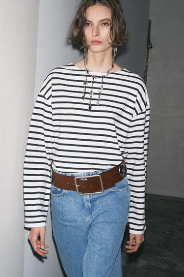 WIDE LEATHER FLORAL BELT - Brown by Zara