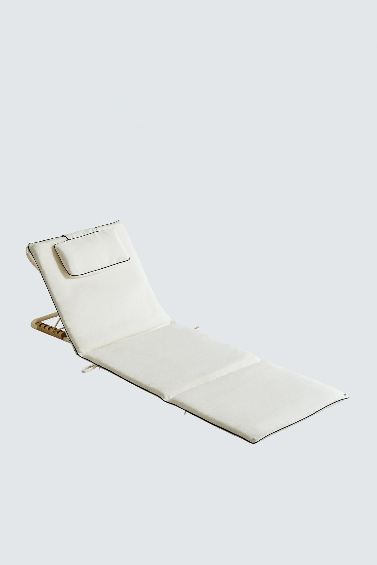 FOLDABLE FLOOR BEACH LOUNGER — Ecru