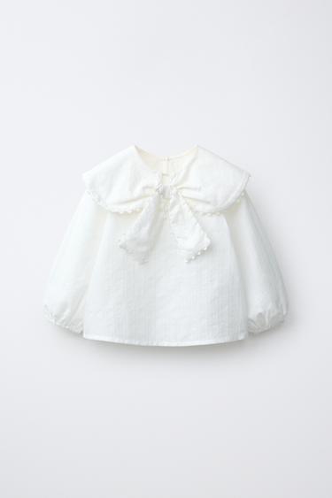 Zara PLUMETI PETER PAN COLLAR SHIRT - White