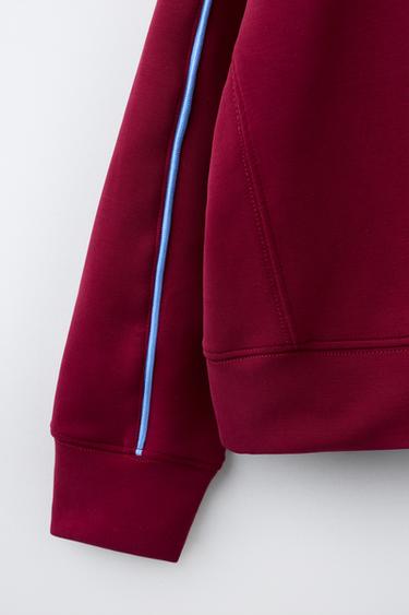 SPORTY CONTRAST SWEATSHIRT WITH MODAL - Burgundy by Zara - Image 3