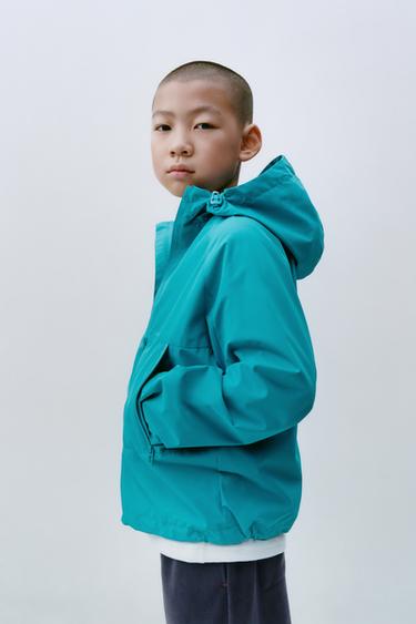 Zara LIGHTWEIGHT HOODED WATER-REPELLENT JACKET - Turquoise