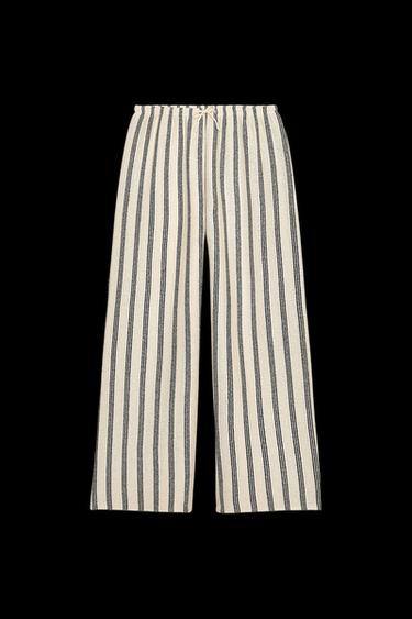 Zara RUSTIC STRAIGHT LEG PANTS - Black / White - Image 0