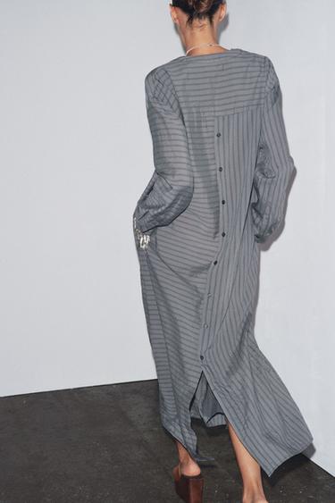 ROBE CHEMISE RAYURES ZW COLLECTION - Gris anthracite de Zara - Image 2