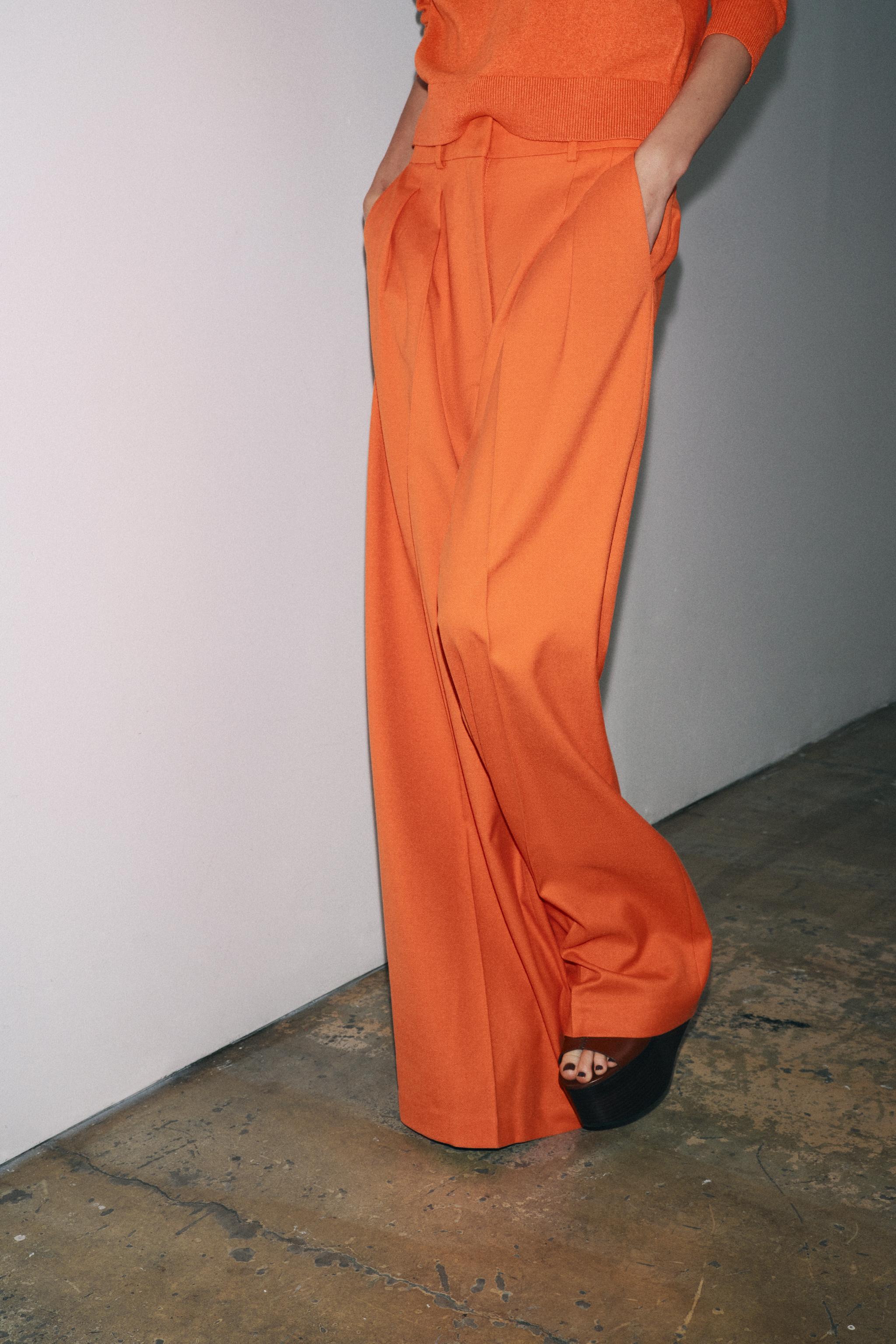 ZW COLLECTION ダーツ入りワイドパンツ - オレンジ | ZARA Japan / 日本