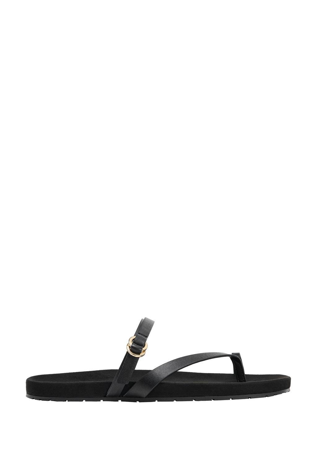 FLAT LEATHER STRAP SANDALS