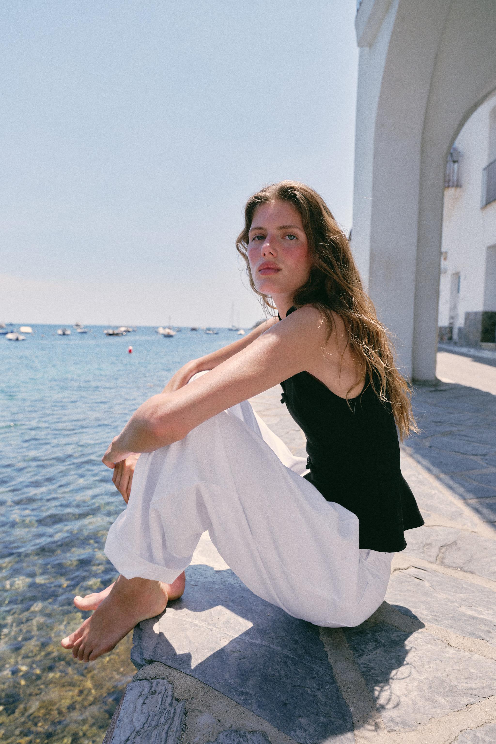 Zara Süslü Düğmeli Peplum Top görsel 7