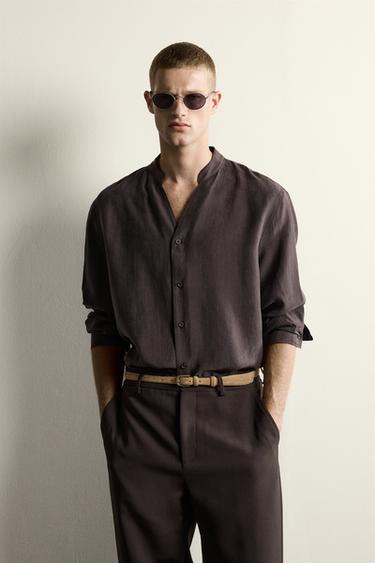 RELAXED FIT FLOWING SHIRT - Brown by Zara