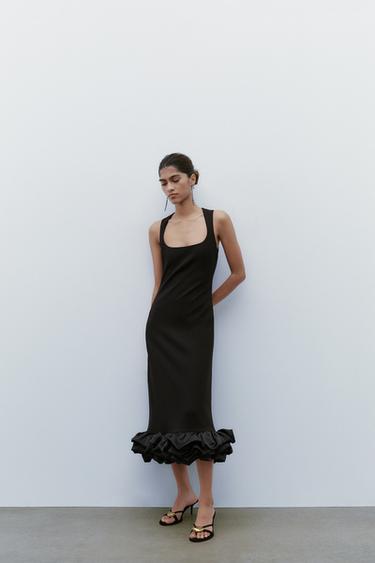 COMBINED VOLUMINOUS HEM DRESS - Black by Zara