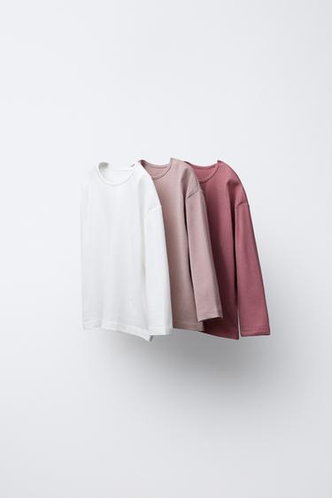 Zara THREE-PACK OF BASIC T-SHIRTS - Pink