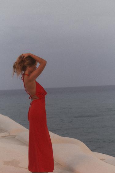 DRAPED HALTER MAXI DRESS - Red by Zara - Image 2