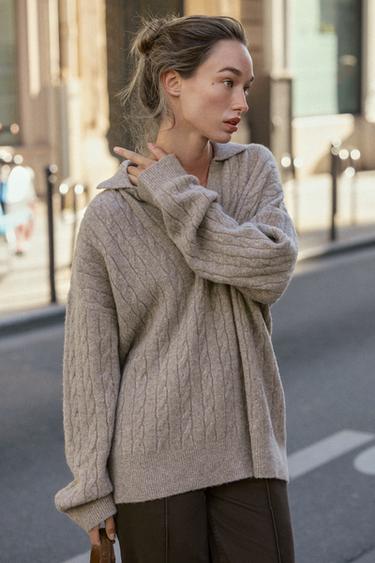CABLE KNIT JUMPER - Mink marl by Zara - Image 2