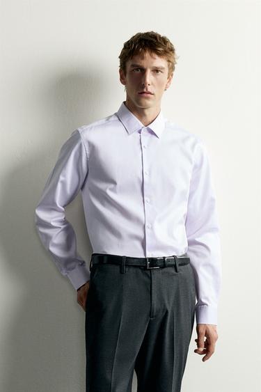 SLIM FIT SHIRT - Lilac / White by Zara