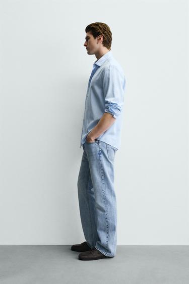 CHEMISE STRUCTURÉE EN TWILL - Bleu ciel de Zara - Image 3