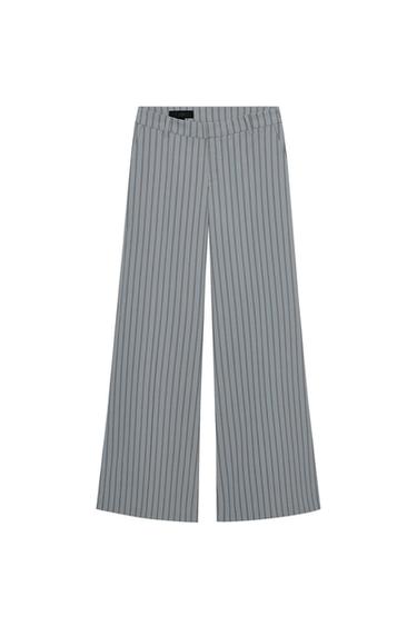 FLARED PINSTRIPE TROUSERS - Blue / Grey by Zara