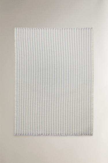Zara STRIPED CHIFFON BABY BLANKET - Blue - Image 0