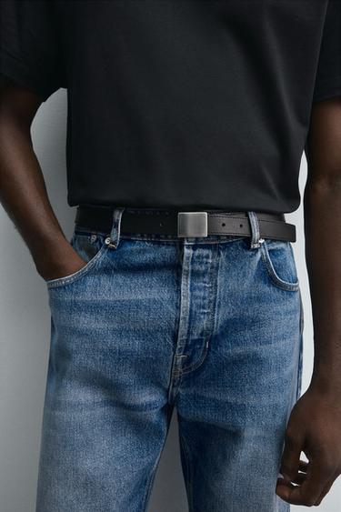 LIMITED EDITION LEATHER BELT WITH PLATE - Black by Zara - Image 0