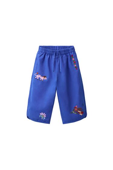 EMBROIDERED BAGGY TROUSERS SISSEL EDELBO X ZARA KIDS - Bluish by Zara