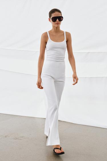 بنطلون FLARE بفتحات ZW COLLECTION - أبيض by Zara