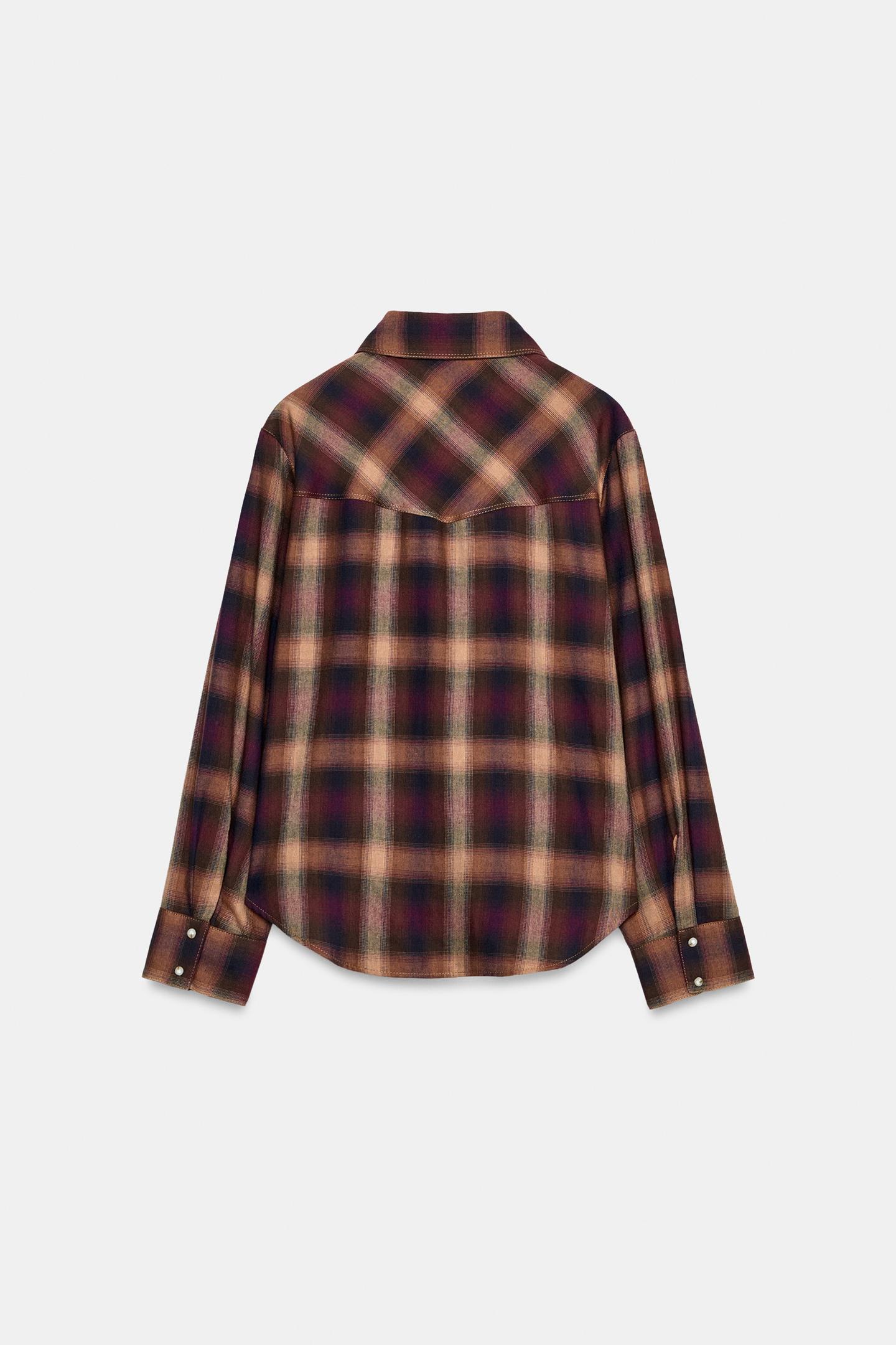 Женская рубашка Zara Checked, цвет: Разноцветный — фото 8