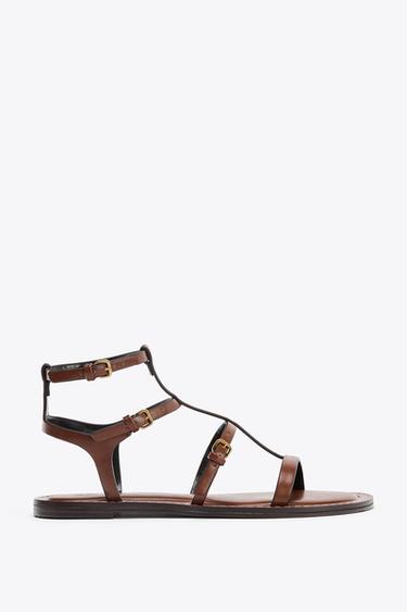 SANDALES À BRIDES ET BOUCLES - Marron de Zara