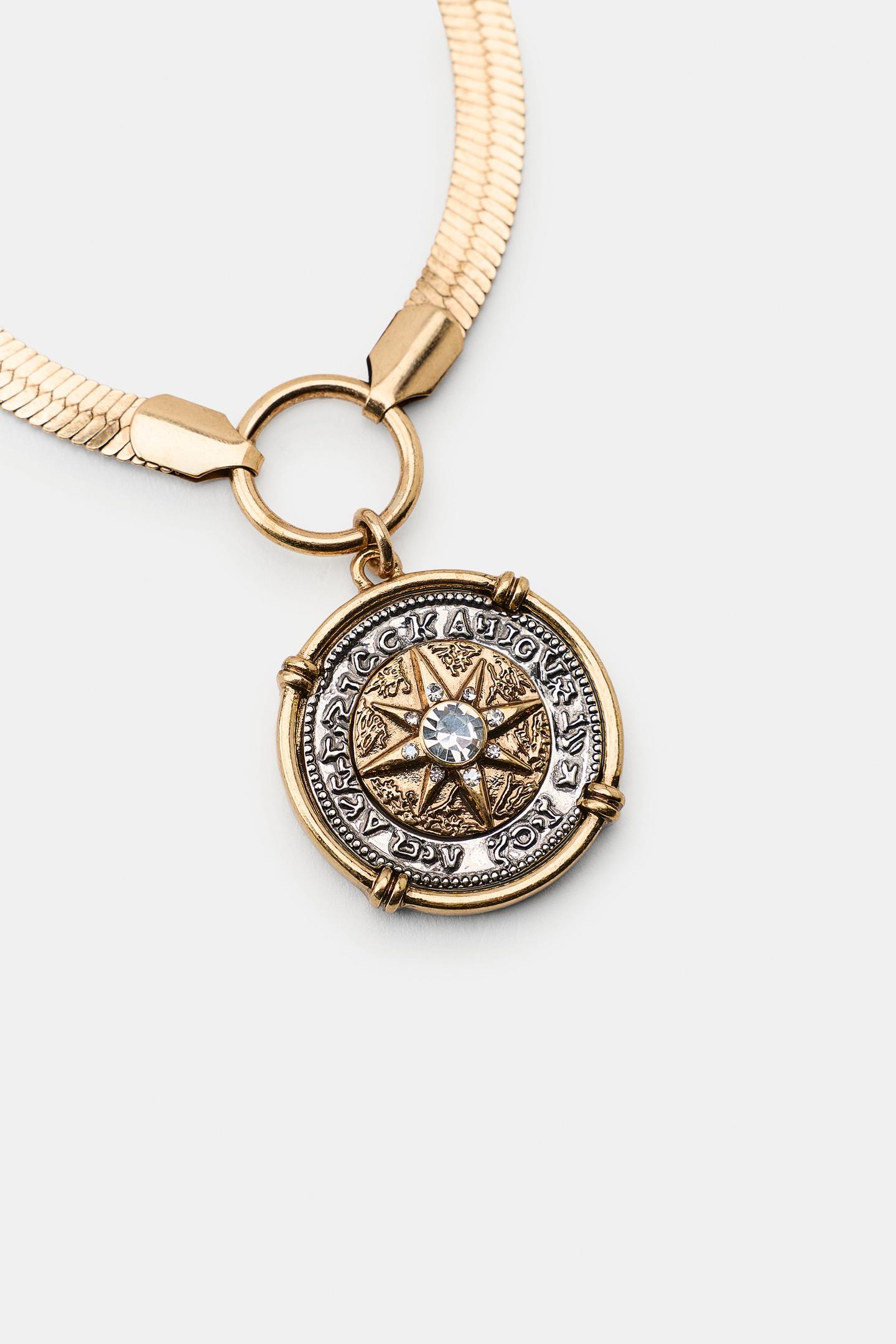 Женские браслеты Zara Pack OF 3 Metallic Charm and Star, цвет: Золотой — фото 4