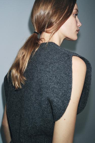 GILET PULL 100 % LAINE SANS MANCHES - Gris / Bleu de Zara