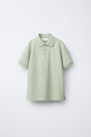 Zara BASIC PLAIN POLO SHIRT - Light green