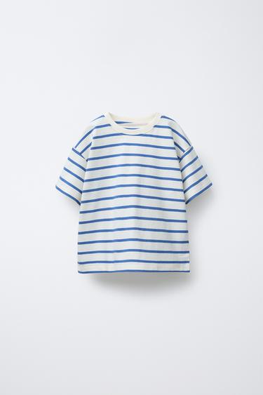 LOT DE DEUX T-SHIRTS À RAYURES ET UNIS - Bleu de Zara - Image 1