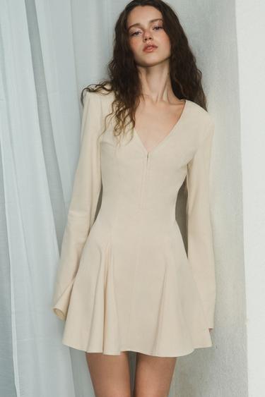 SHORT DRESS WITH FLOUNCED SKIRT - Sand by Zara