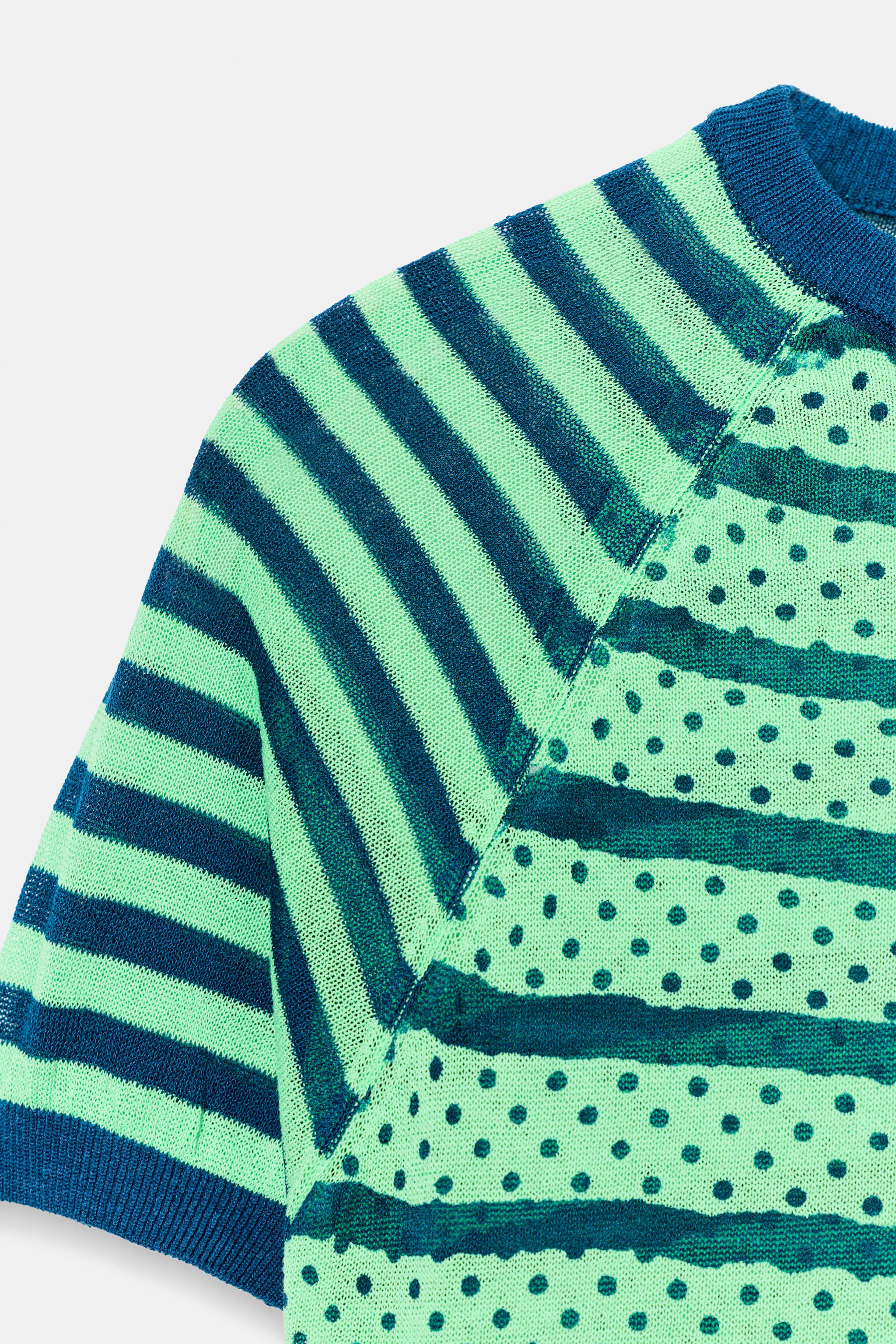 TOP EN MAILLE À RAYURES ET POIS