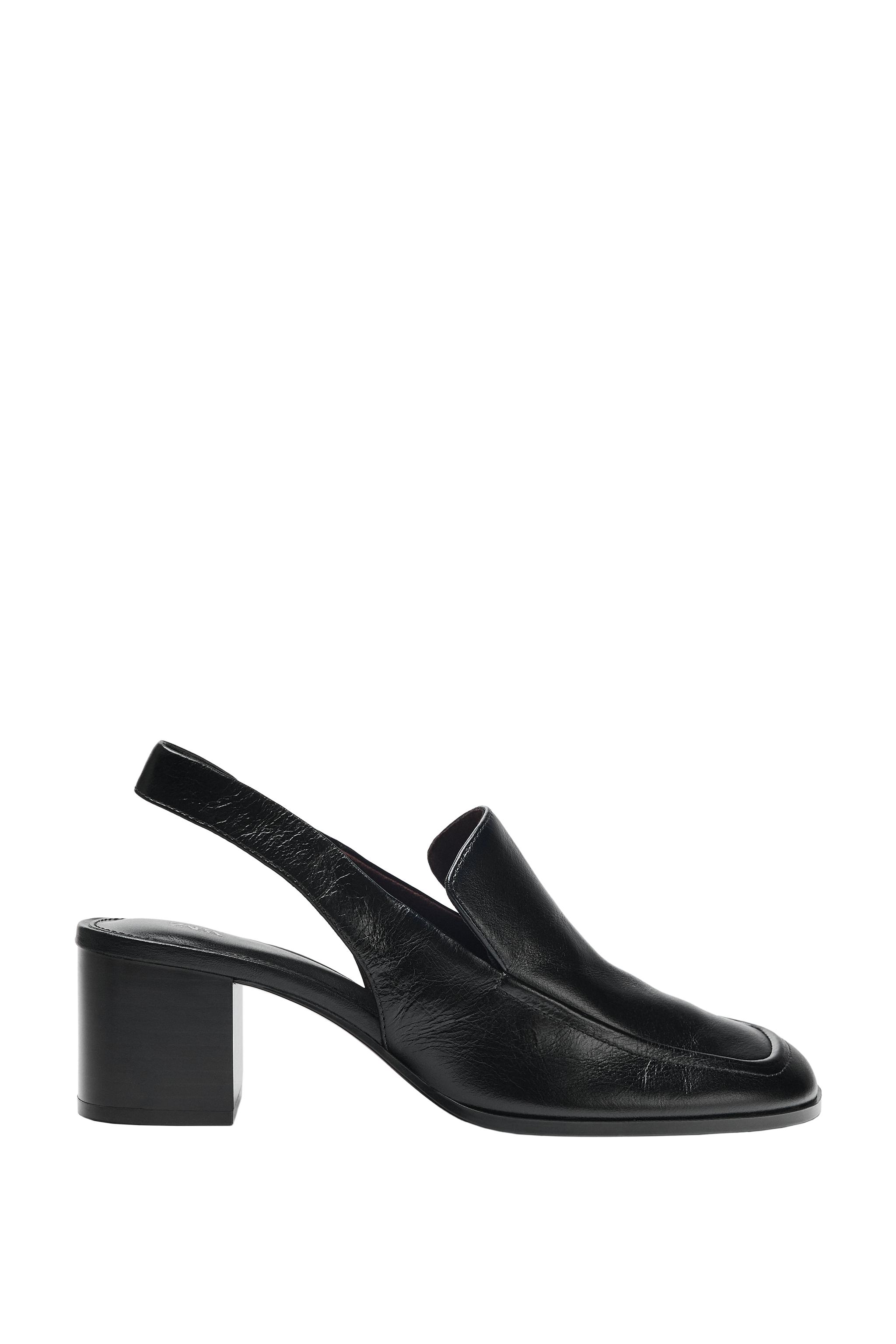 レザー スリングバックヒールローファー - ブラック | ZARA Japan / 日本