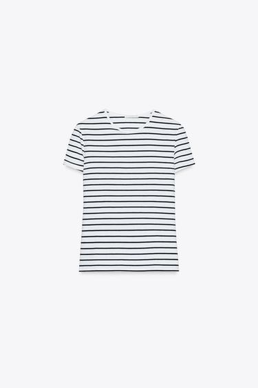 T-SHIRT SLIM AVEC COTON SUPIMA® - rayures de Zara