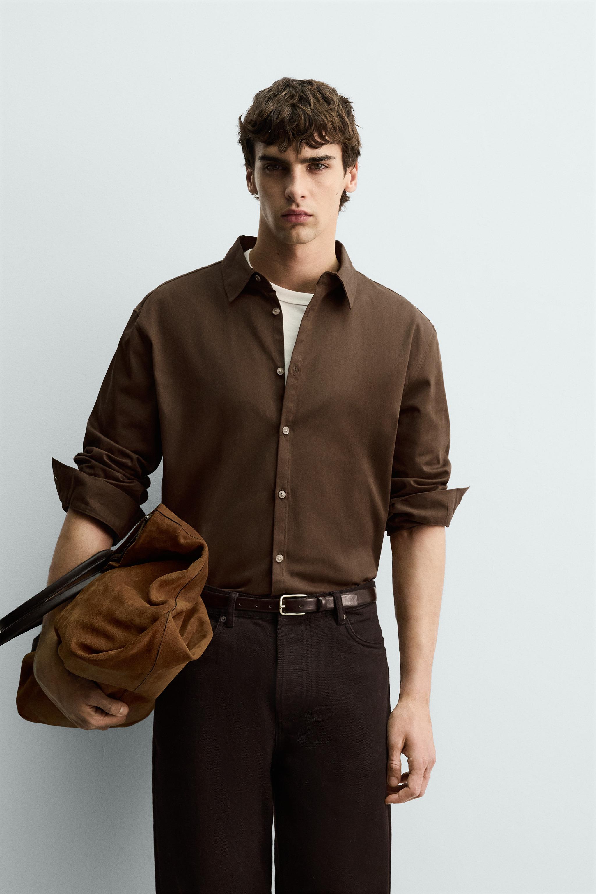 リラックスフィットシャツ - ライトブラウン | ZARA Japan / 日本 リラックスフィットシャツ - ライトブラウン | ZARA Japan / 日本