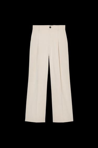 Zara PLEATED PANTS - Beige - Image 0