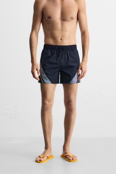 CONTRAST BANDS MID-LENGTH SWIMMING TRUNKS - Navy blue by Zara - Image 2