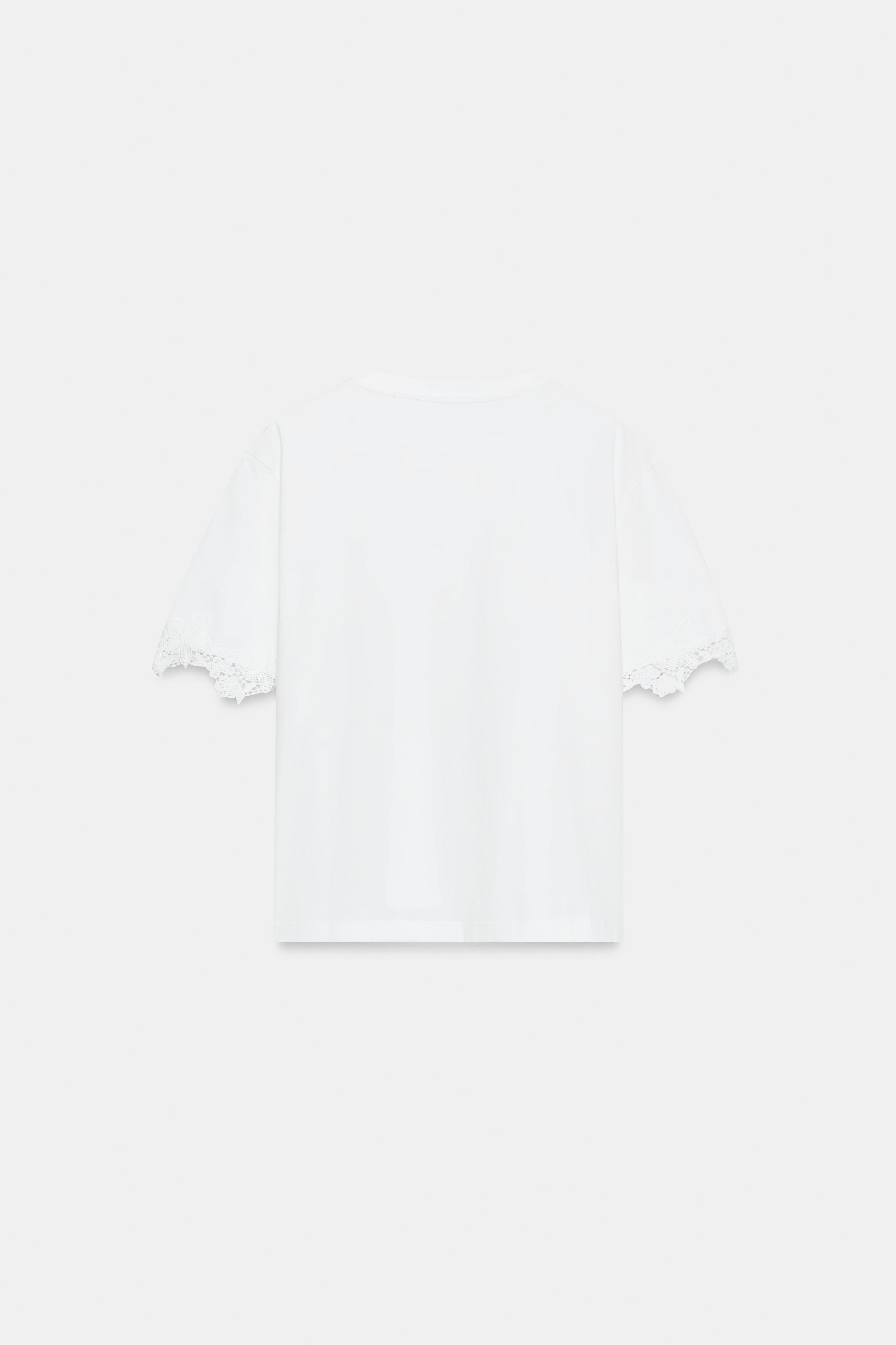 DANTELLİ KISA KOLLU T-SHIRT - Görsel 7