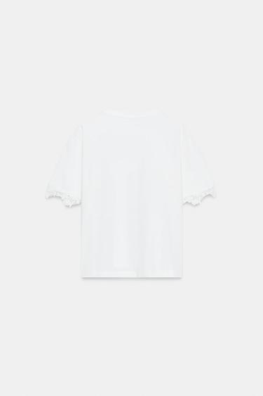 T-SHIRT MANCHES COURTES DENTELLE - Blanc de Zara - Image 6