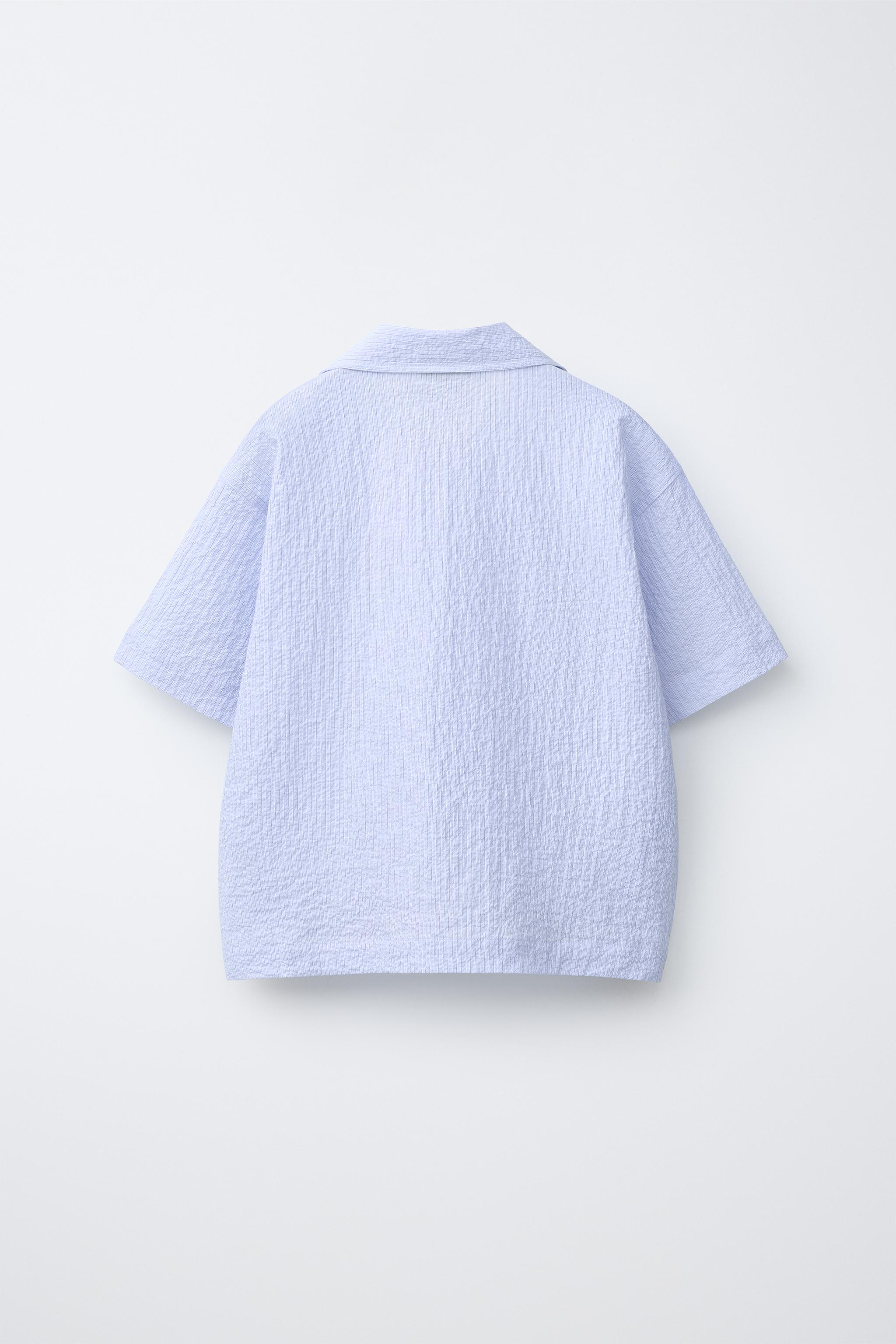 STRIPED TEXTURED SHIRT PENN © - Light blue | ZARA India