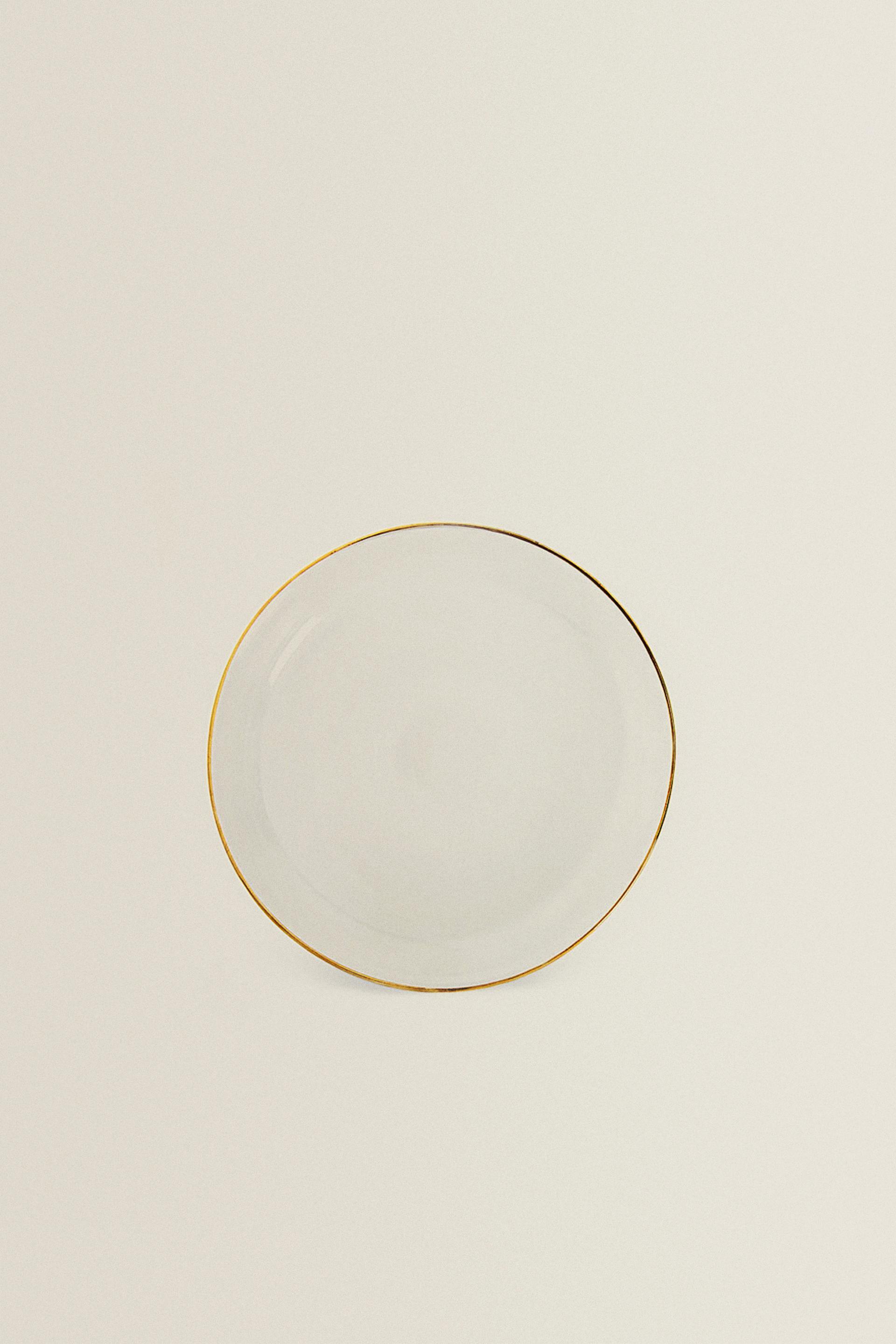 BOROSILICATE GLASS SIDE PLATE WITH RIM — Gold