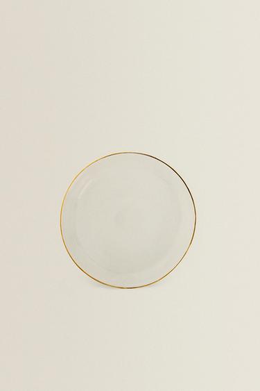 BOROSILICATE GLASS SIDE PLATE WITH RIM - Gold by Zara