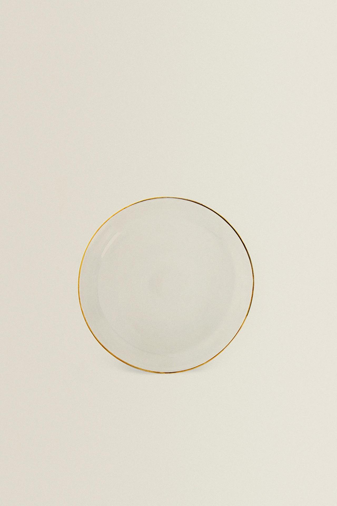 BOROSILICATE GLASS SIDE PLATE WITH RIM — Gold