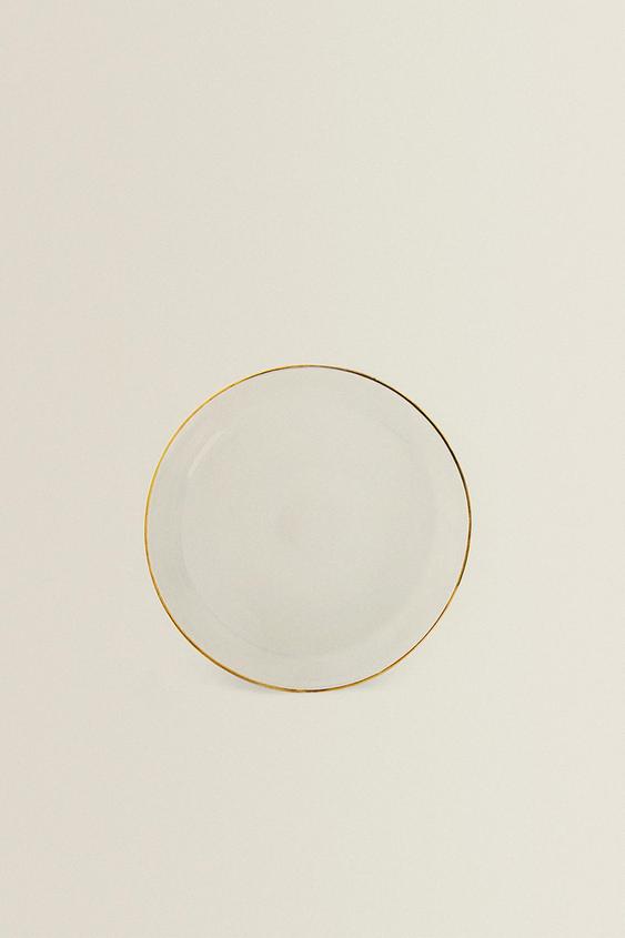 BOROSILICATE GLASS SIDE PLATE WITH RIM - Gold by Zara - Image 0