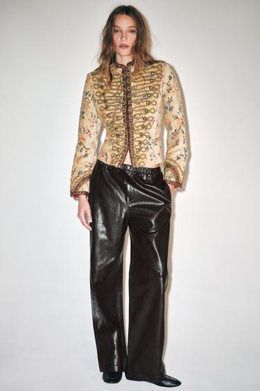ZW COLLECTION FAUX LEATHER JOGGER PANTS — Brown 1