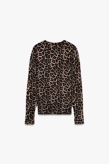 ANIMAL PRINT KNIT SWEATER - Black / Brown by Zara - Image 7