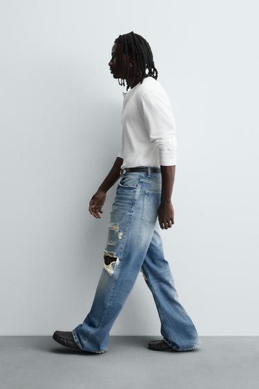RIPPED RELAXED FIT JEANS - Blue by Zara - Image 5
