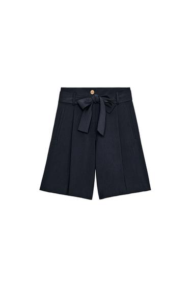 TIE-BELT BERMUDA SHORTS - Navy blue by Zara