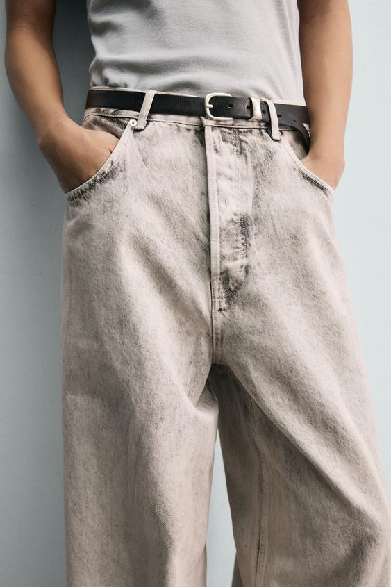 ブリーチウォッシュバギーフィットデニムパンツ - オフホワイト | ZARA 